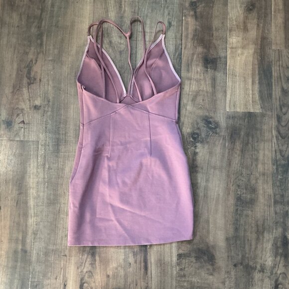 Tobi Dusty Rose Bodycon Mini Dress | Plunge Neck | Spaghetti Strap | Size Small - Picture 6 of 9
